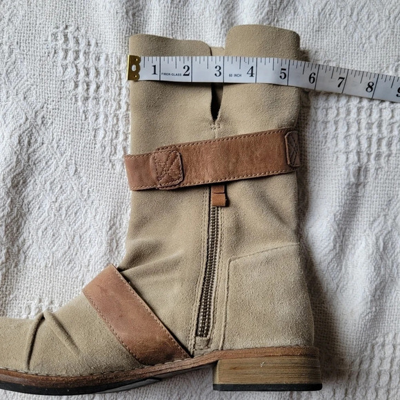 Modern Vintage Slouched Over the Ankle Zip up Belted  Stacked Heel Boots - Picture 10 of 13